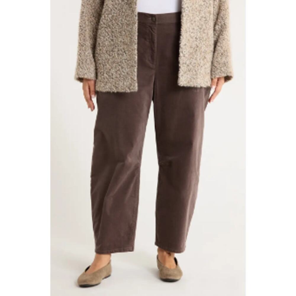 NWT Eileen‎ Fisher Ankle Barrel Pants Organic Cotton Rye Brown Petite Medium